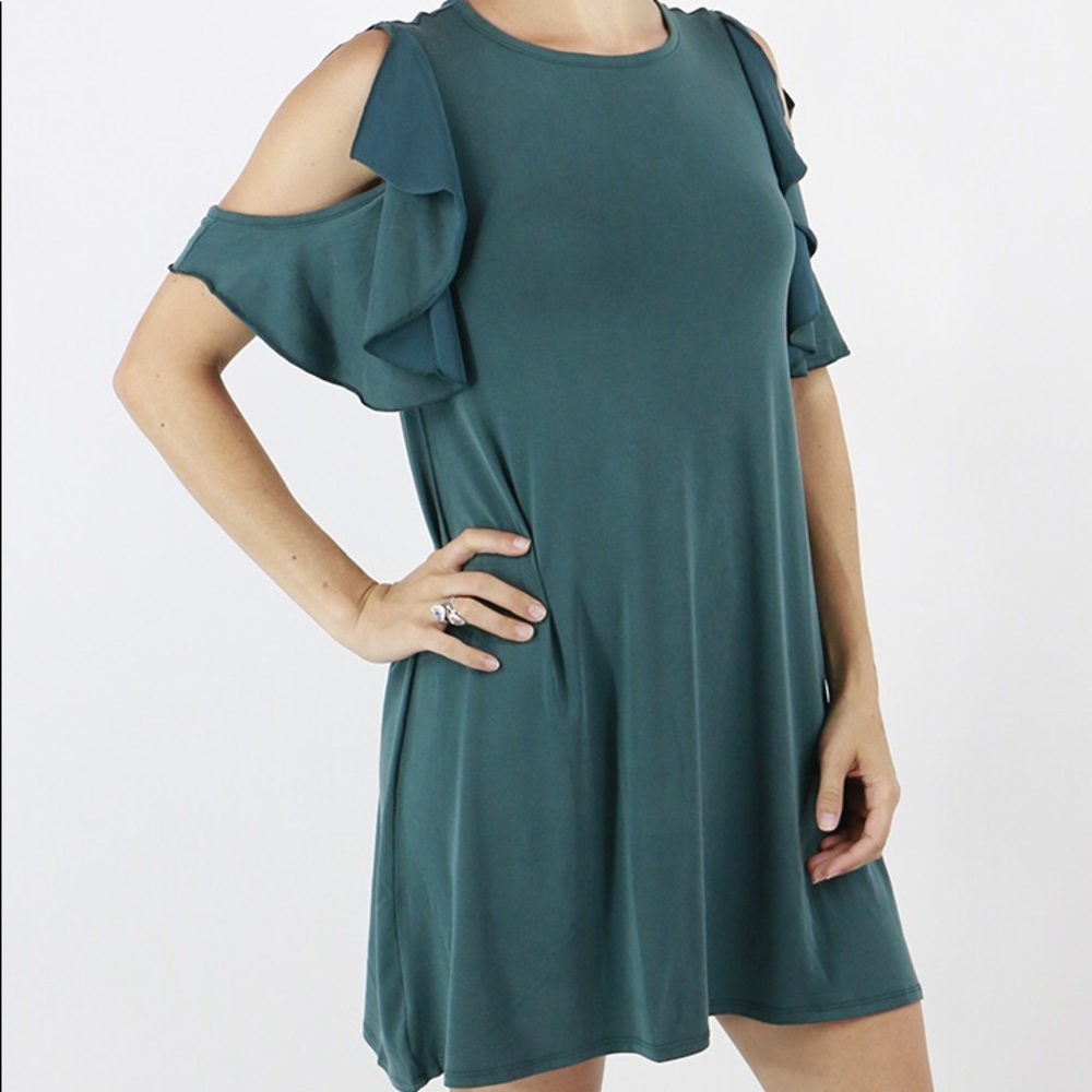 MODAL RUFFLE SLEEVE DRESS